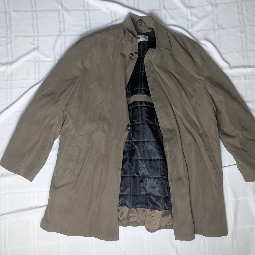 Haggar Tan Trench Coat Lightweight Mid-Length